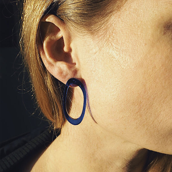 ALAS LIGHT blue oval statement stud earrings - AYR TAN