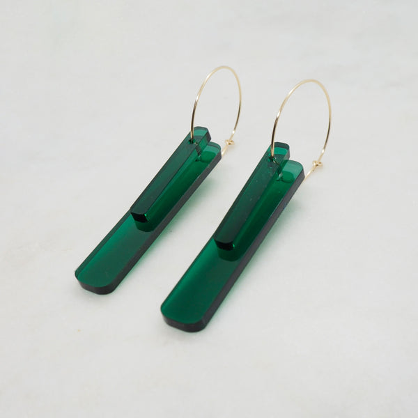 BRONTE pine green hoop earrings gold - AYR TAN
