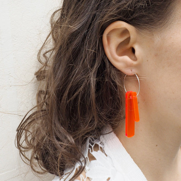 BRONTE blood orange hoop earrings gold - AYR TAN