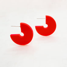 Load image into Gallery viewer, DISCUS acid yellow stud earrings
