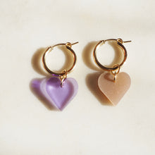 Load image into Gallery viewer, MIX &amp; Match HEART hoops small in pearl white

