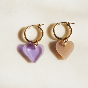 MIX & Match HEART hoops small in pearl rosé