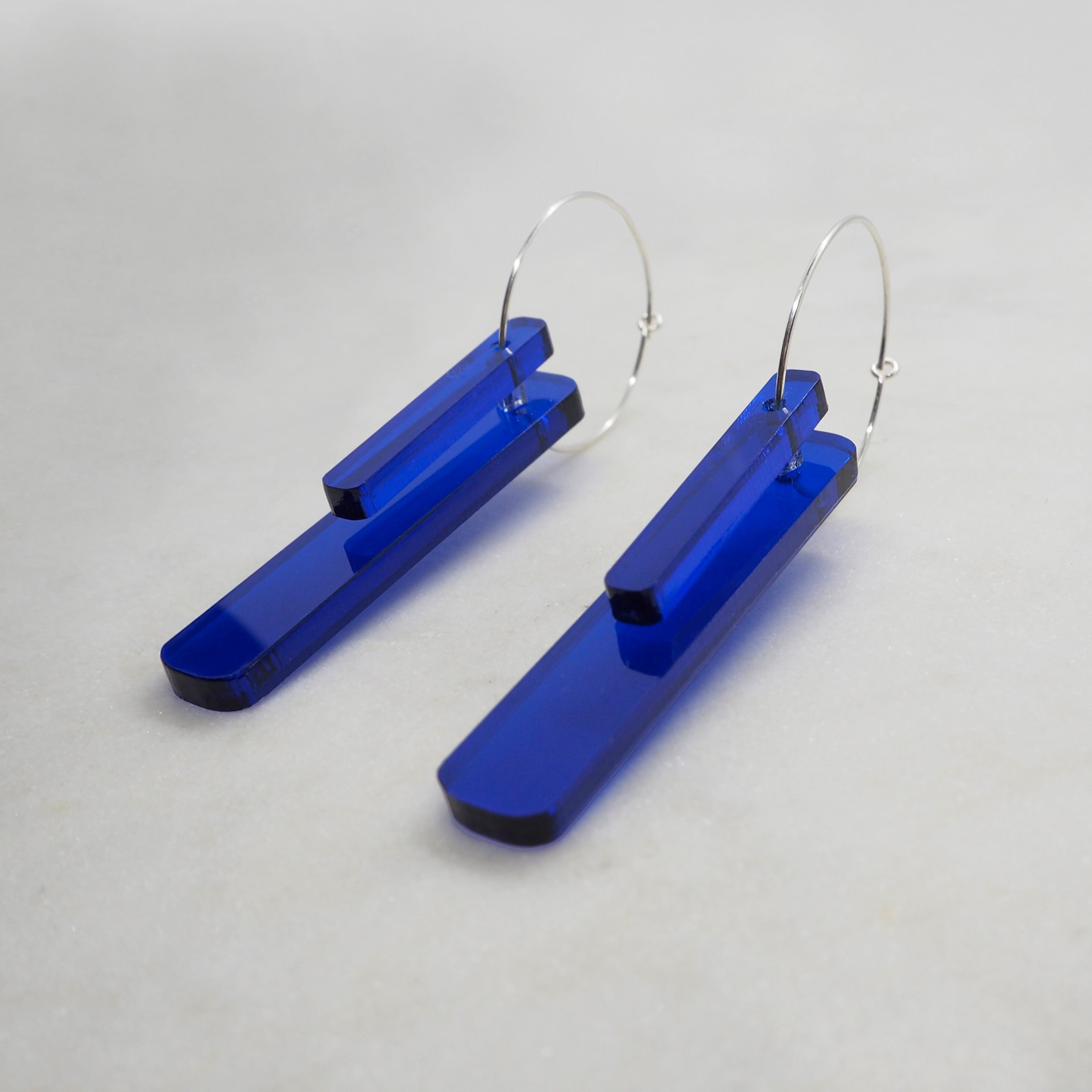 BRONTE ocean blue hoop earrings in gold or silver