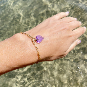 Naoussa link chain bracelet gold + mini heart charm - AYR TAN