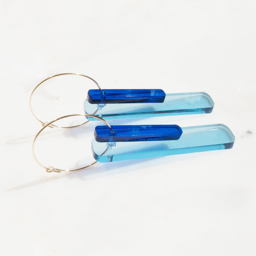 BRONTE duo sky blue - blue hoop earrings gold - AYR TAN
