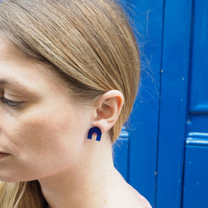 ARC blue minimal stud earrings - AYR TAN