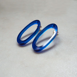 ALAS LIGHT blue oval statement stud earrings - AYR TAN