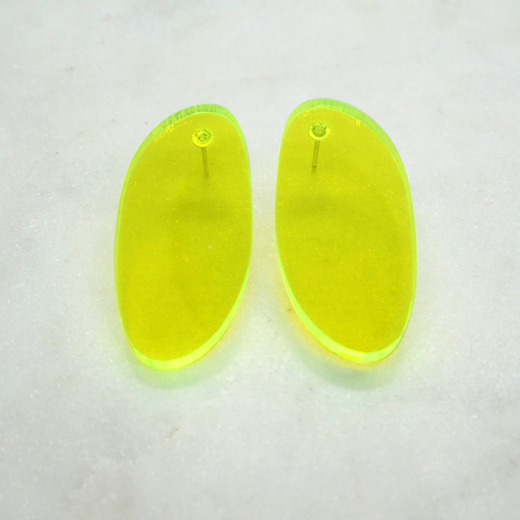ALAS acid yellow oval statement earrings studs - AYR TAN