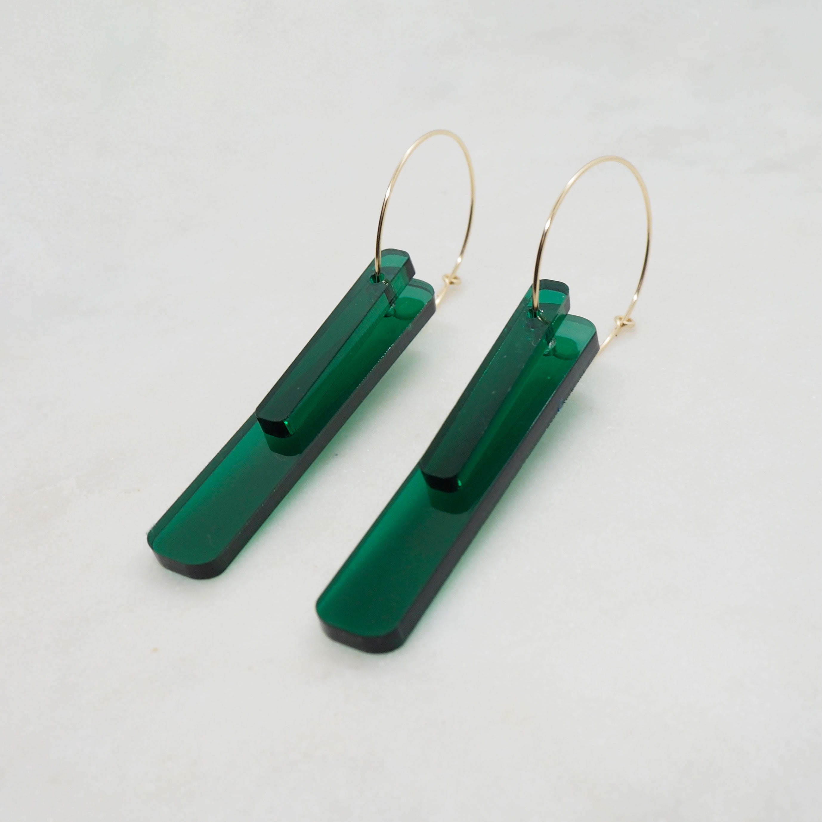 BRONTE pine green hoop earrings in gold or silver