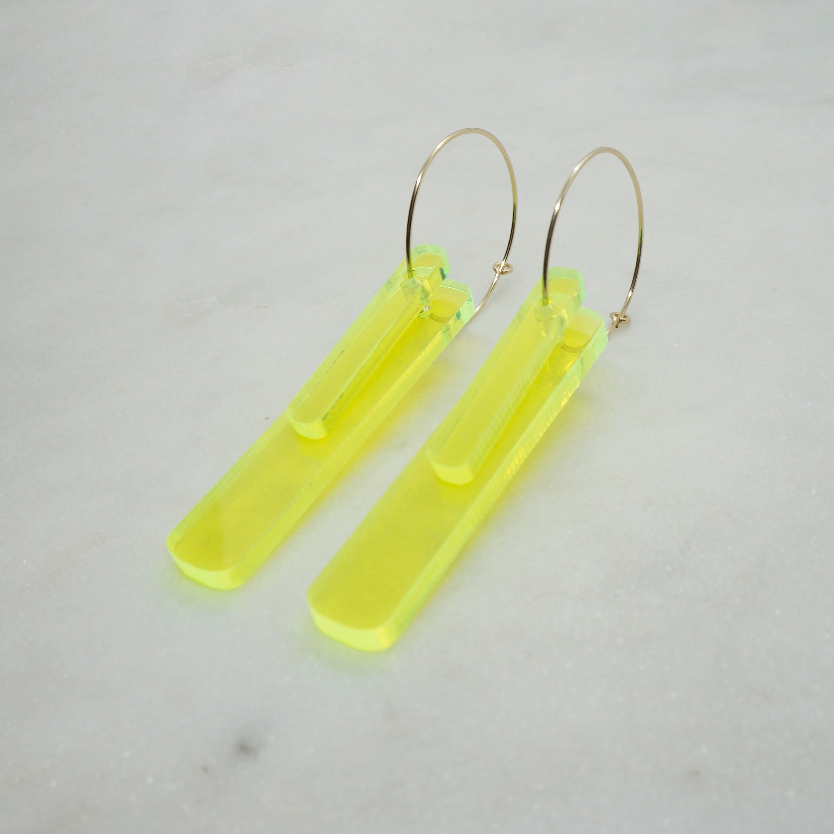 BRONTE acid yellow hoop earrings in gold or silver