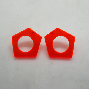 BRUTUS blood orange geometrical stud earrings - AYR TAN
