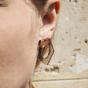 BRUTUS white geometrical stud earrings - AYR TAN