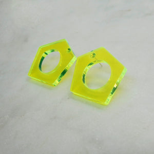 BRUTUS acid yellow geometrical stud earrings - AYR TAN