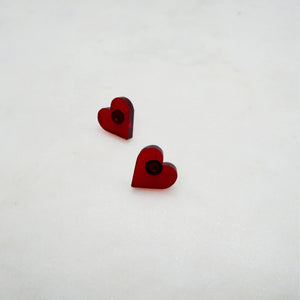 Mini HEART studs - pomegranate red - AYR TAN