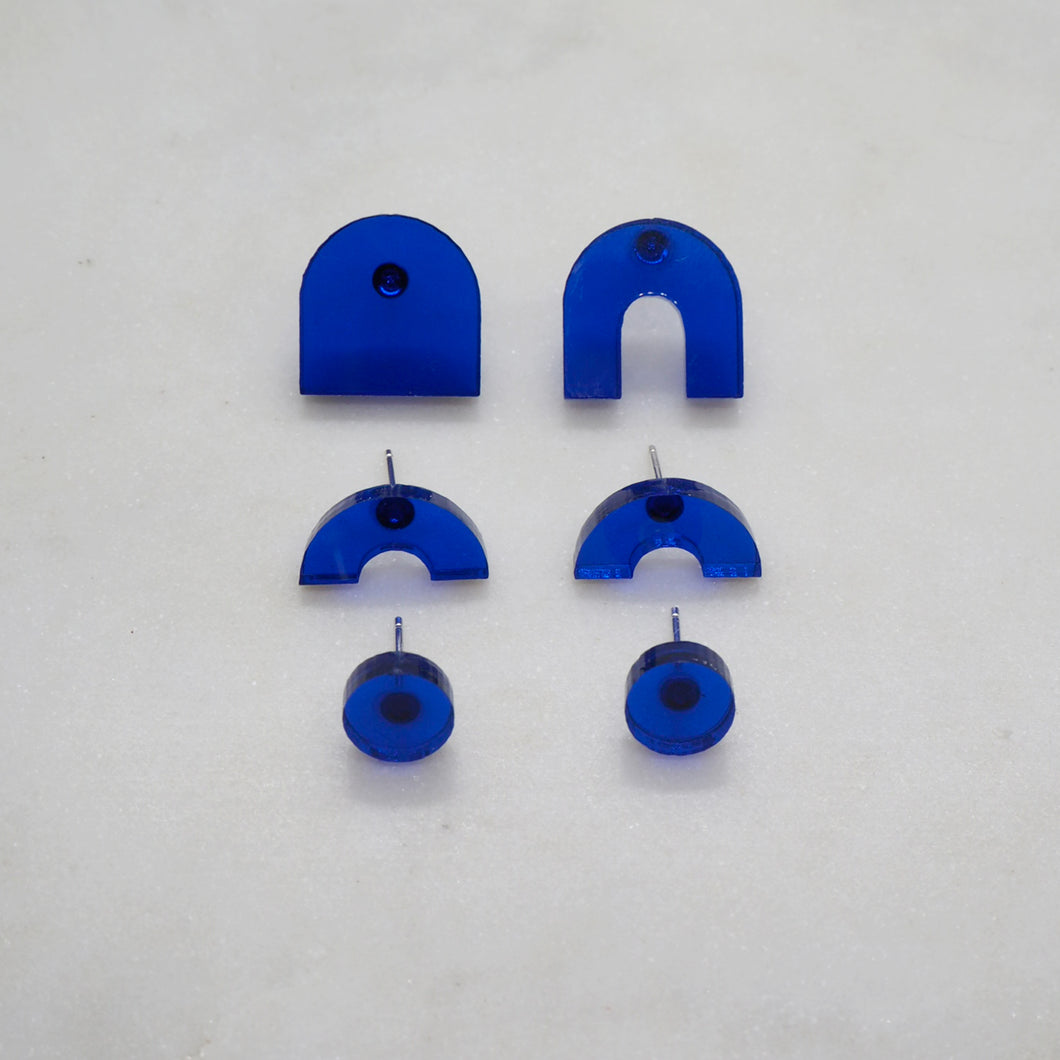 ARC blue minimal stud earrings - AYR TAN