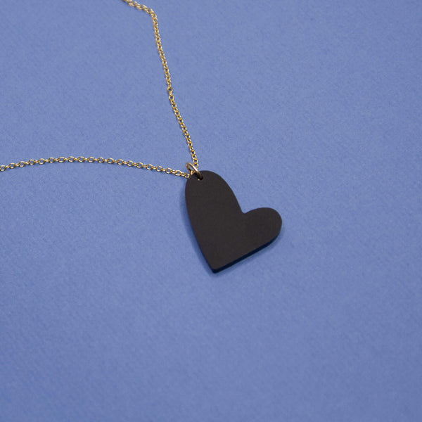 MELTING HEART necklace black gold - big - AYR TAN