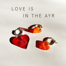 Load image into Gallery viewer, Small HEART hoop in gold - blood orange - AYR TAN
