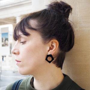 BRUTUS black geometrical stud earrings - AYR TAN