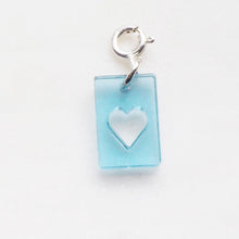 Load image into Gallery viewer, MINI HEART card charm lilac/sky/ tangerine in silver/gold - AYR TAN
