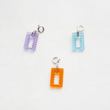 Load image into Gallery viewer, MINI SYNTH card charm lilac/sky/ tangerine in silver/gold - AYR TAN
